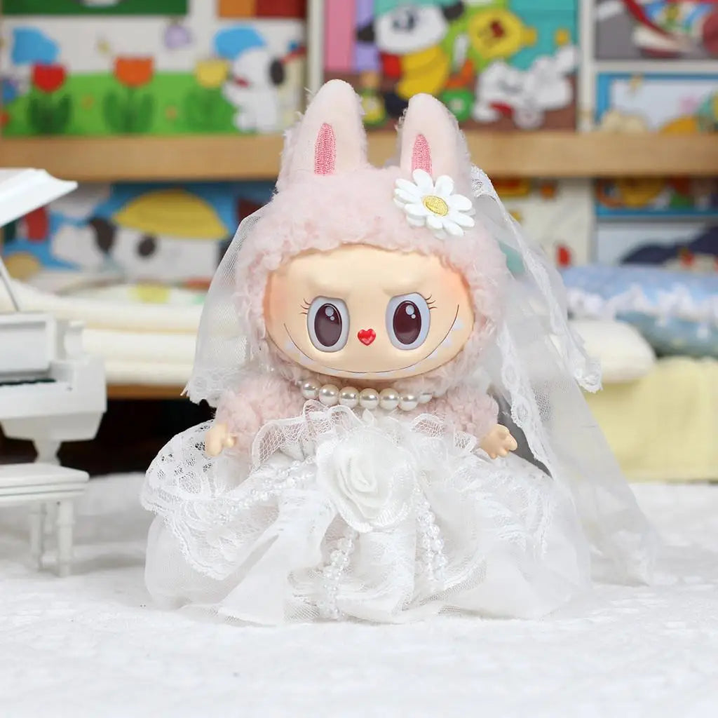 Labubu Wedding Dress Outfit 17cm – Doll Clothes & Pendant