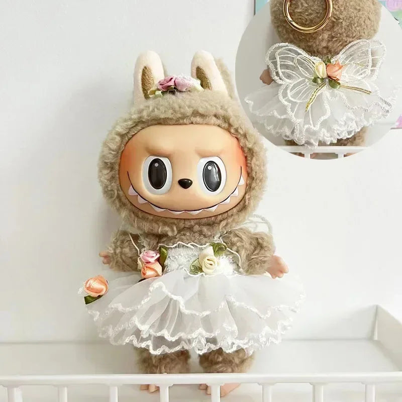 Labubu Outfit 15–17cm V1 V2 – Scarf, Hat & Bag Accessories Set