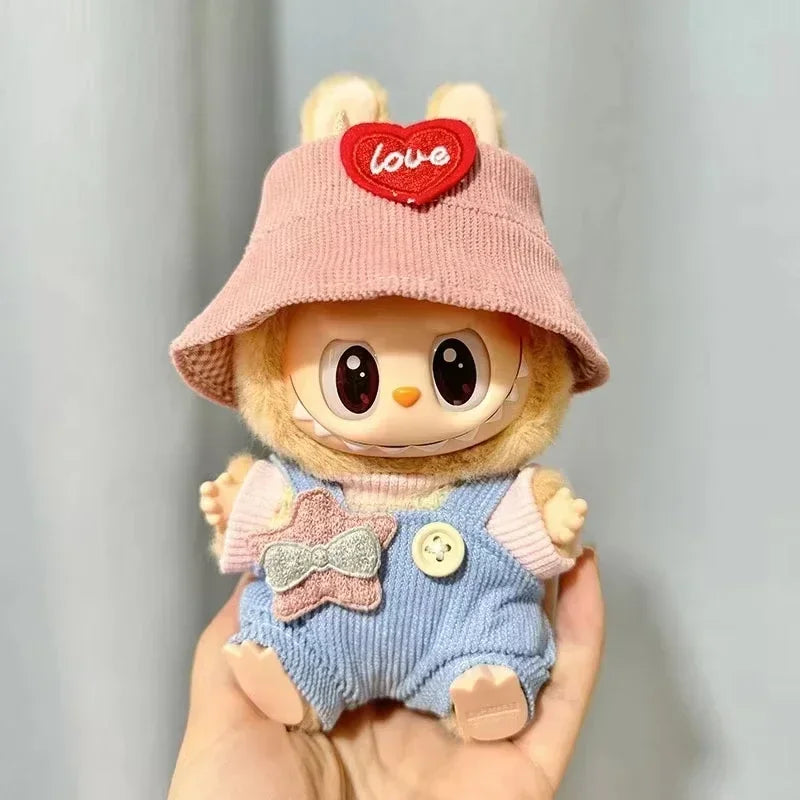 Labubu Outfit 15–17cm V1 V2 – Scarf, Hat & Bag Accessories Set