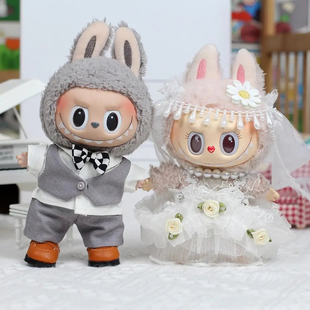 Labubu Wedding Dress Outfit 17cm – Doll Clothes & Pendant