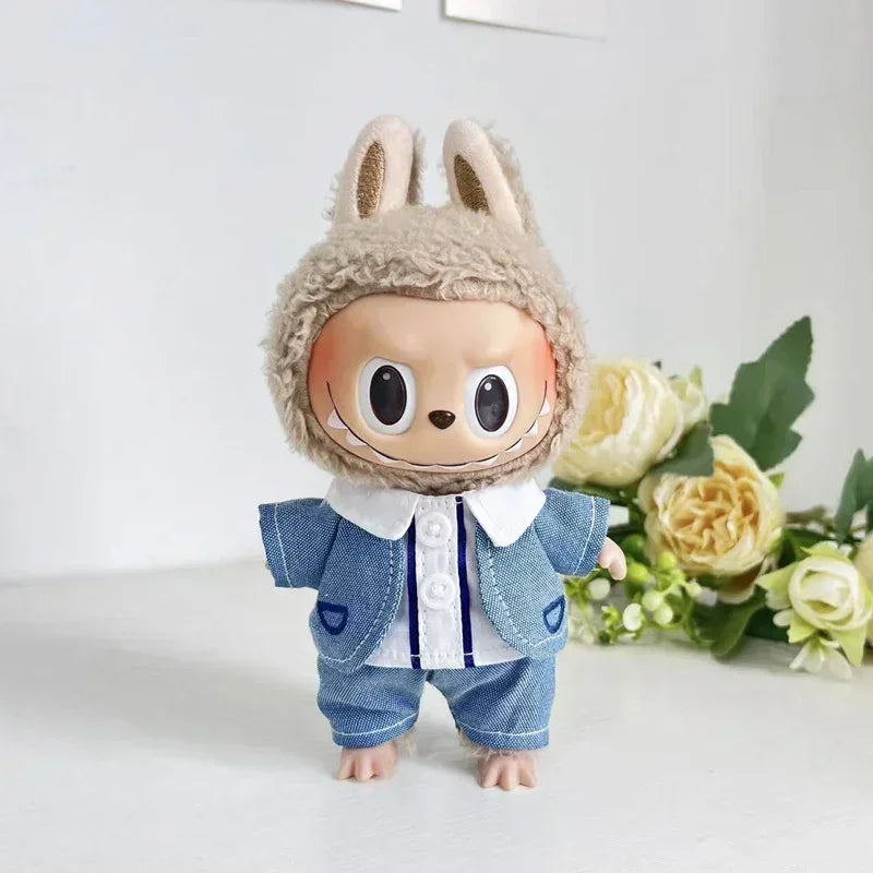 Labubu Outfit 15–17cm V1 V2 – Scarf, Hat & Bag Accessories Set