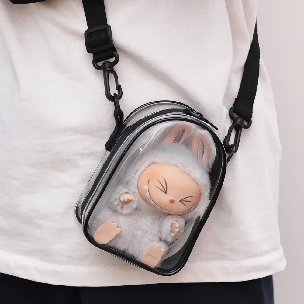 Labubu Protective Bag 15cm – PVC Shoulder Storage Case