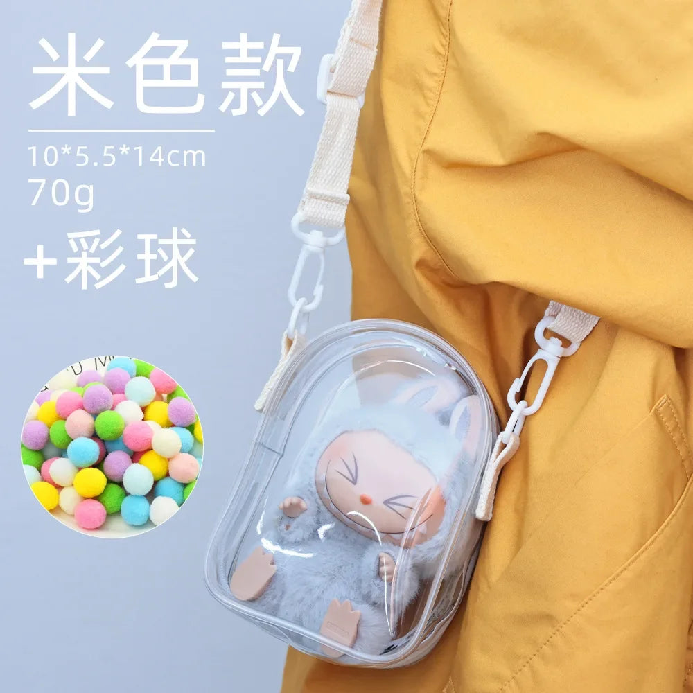 Labubu Protective Bag 15cm – PVC Shoulder Storage Case