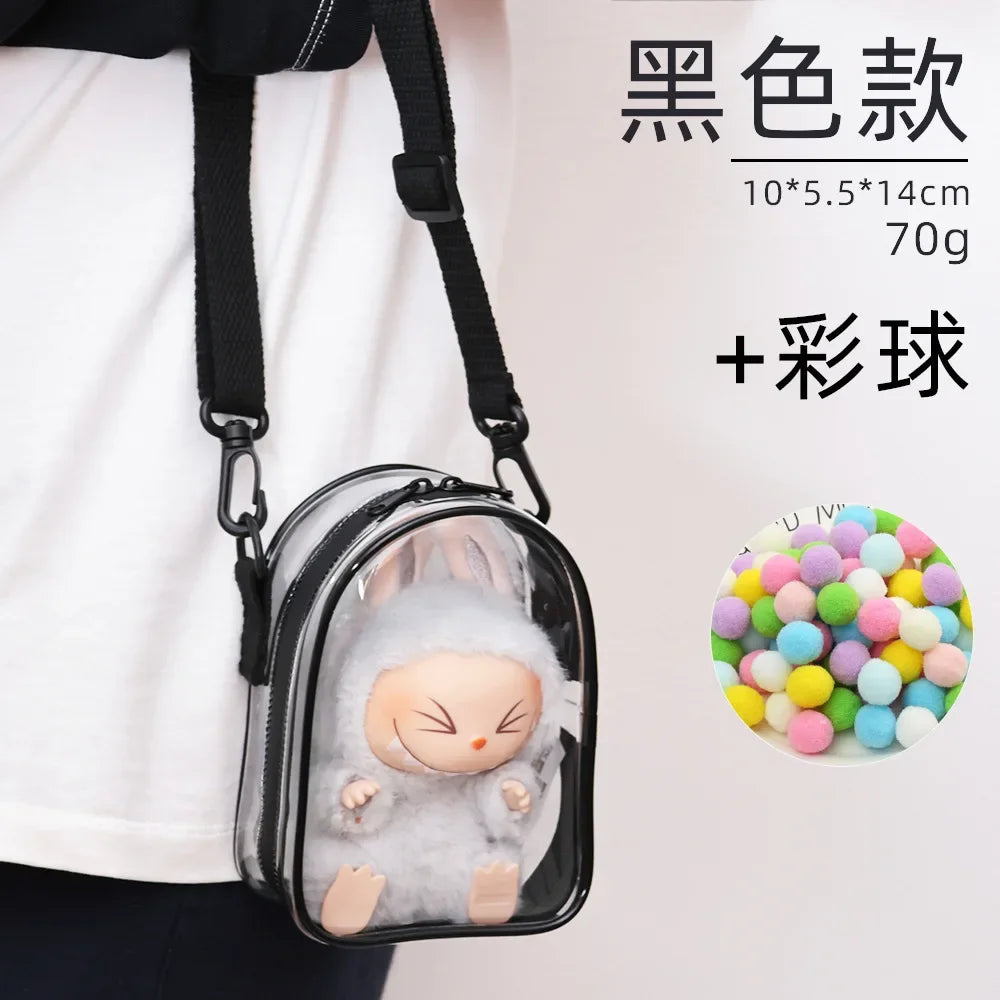 Labubu Protective Bag 15cm – PVC Shoulder Storage Case