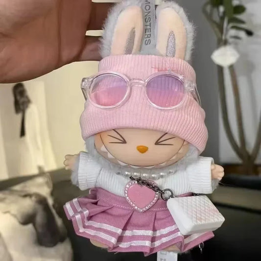 Labubu Uniform Outfit 15–17cm – Skirt, Sweater & Sunglasses